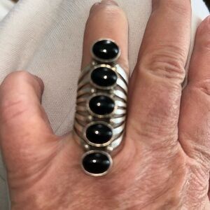 Elegant Black and Silver Statement Ring Onyx